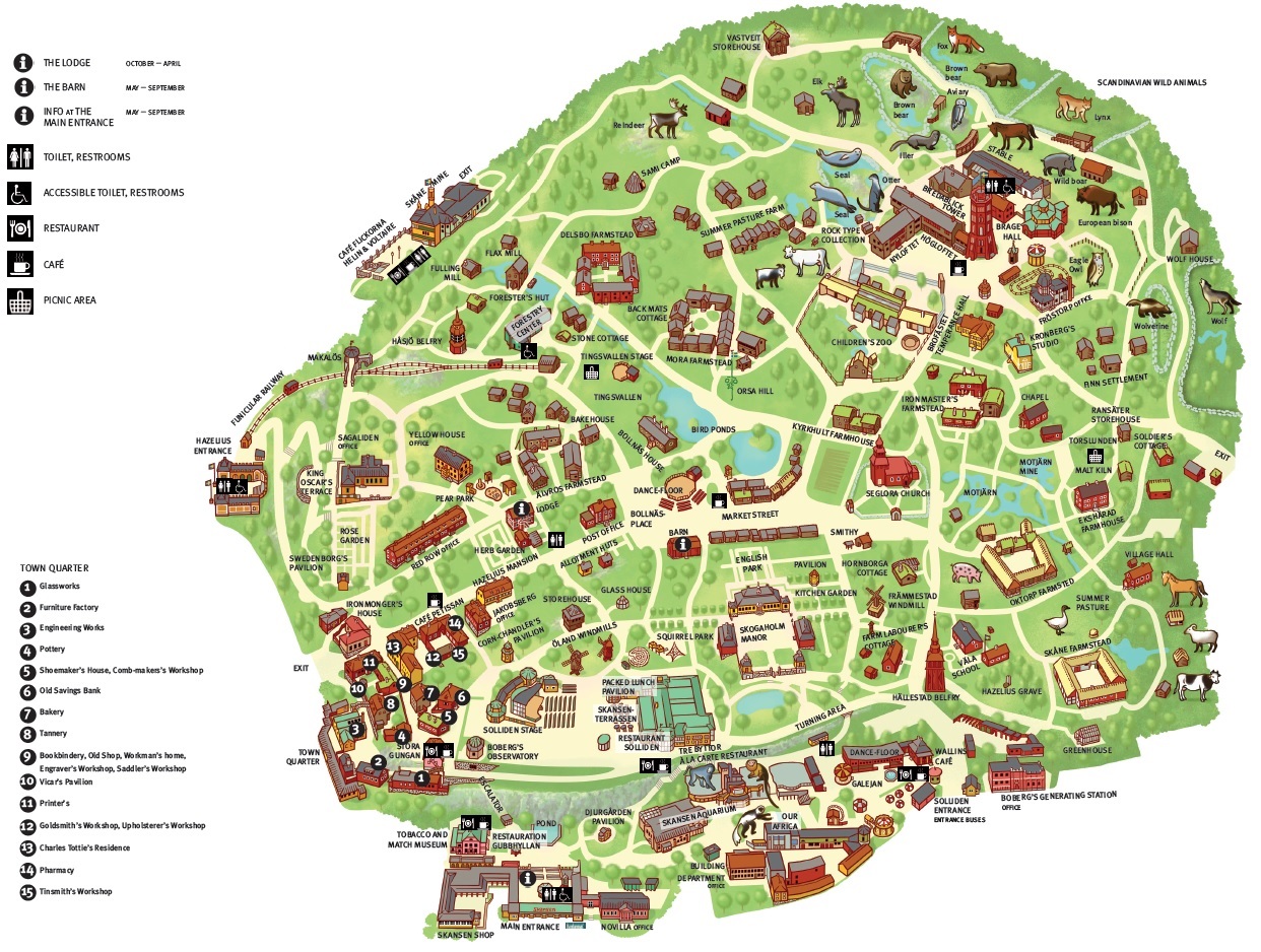 mapa atrakcji Skansen Sztokholm