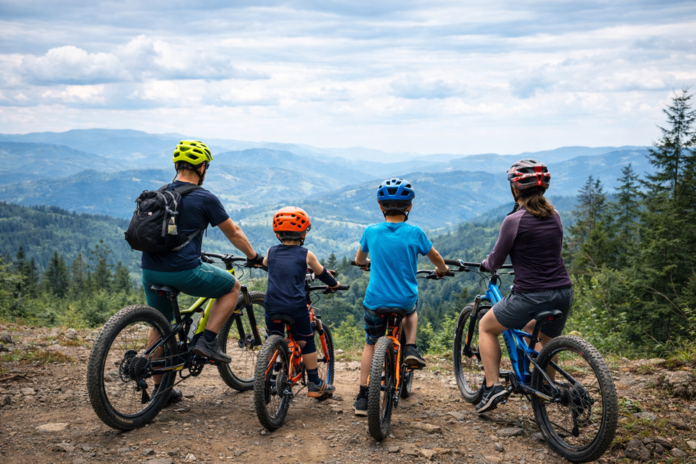 mtb-rodzina-beskidy-widok-gory gdzie na rower trasy z dzieckiem Bielsko, Szczyrk, Wisła, Istebna