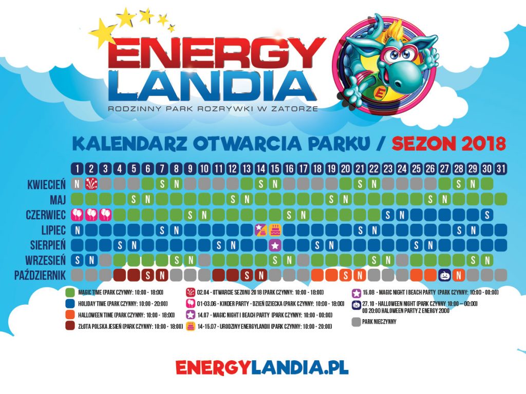 Energylandia Kalendarz Otwarcia 2018