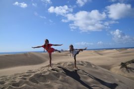 Gran Canaria wydmy Dunas de Maspalomas z dziećmi