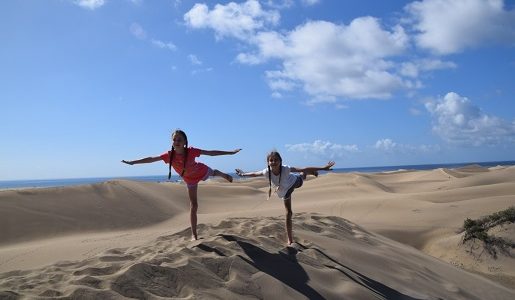 Gran Canaria wydmy Dunas de Maspalomas z dziećmi