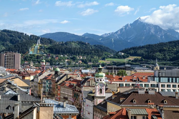 Innsbruck widok z wieży na skocznię
