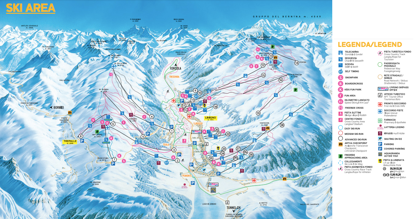 Livigno Narty we Włoszech gdzie z dzieckiem mapa szlaki wyciągi