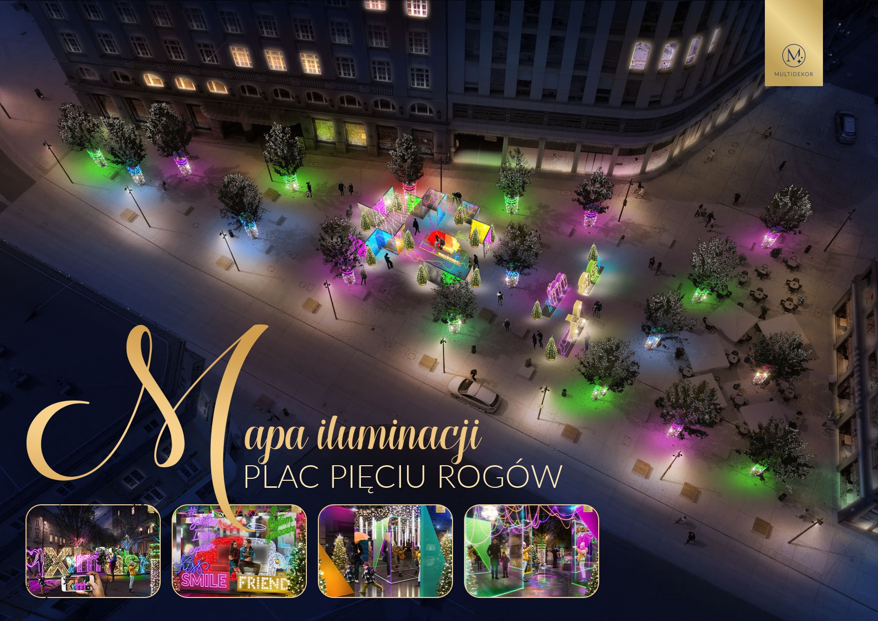 Plan Iluminacji Świątecznych Warszawa - Plac Pięciu Rogów