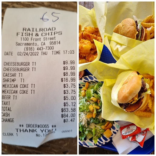 Sacramento Kalifornia ceny jedzenia opinie burgery wycieczka Stany zimą