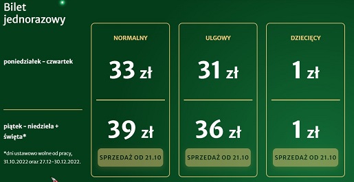 cennik Ogród Świateł Kraków bilety