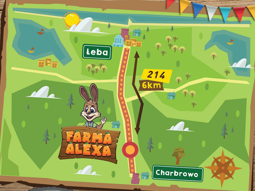 mapa dojazdu farma alexa łeba atrakcje dla dzieci