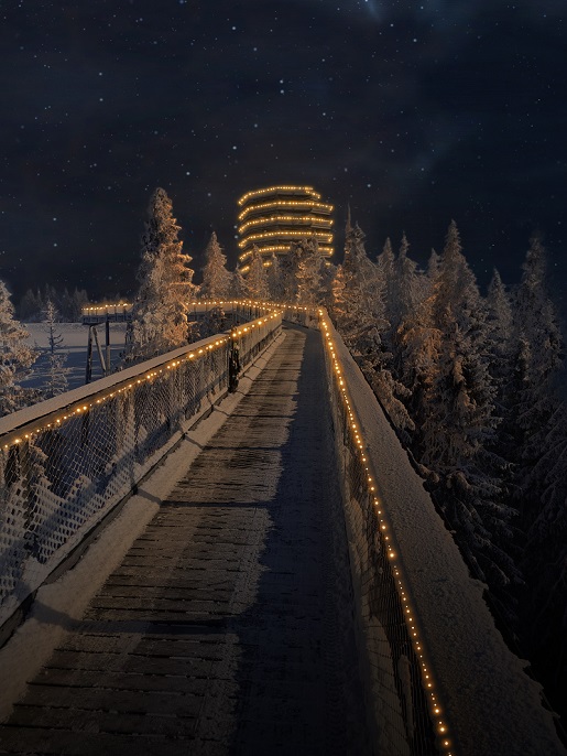 nocne wejście Kraina Światła ścieżka w koronach drzew Bachledka Tatry otwarcie 2022 zima